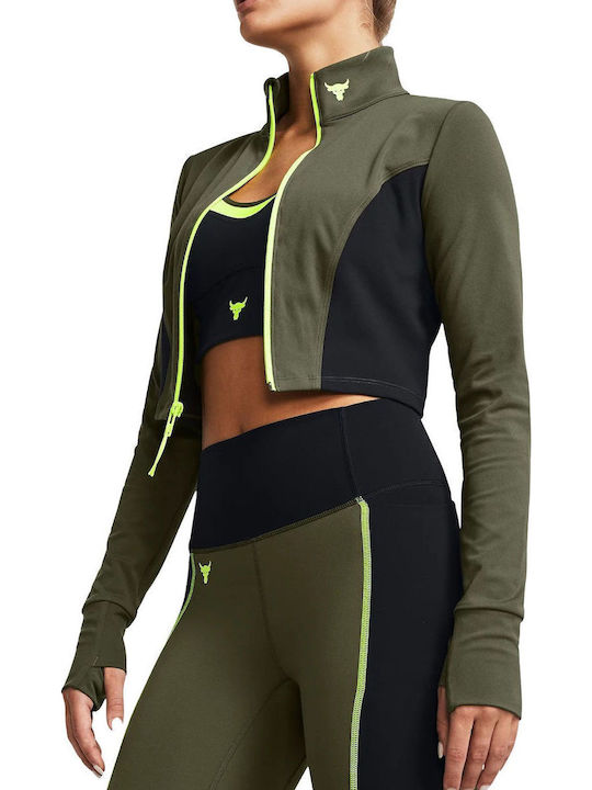 Under Armour Κοντή Γυναικεία Ζακέτα σε Χακί Χρώμα
