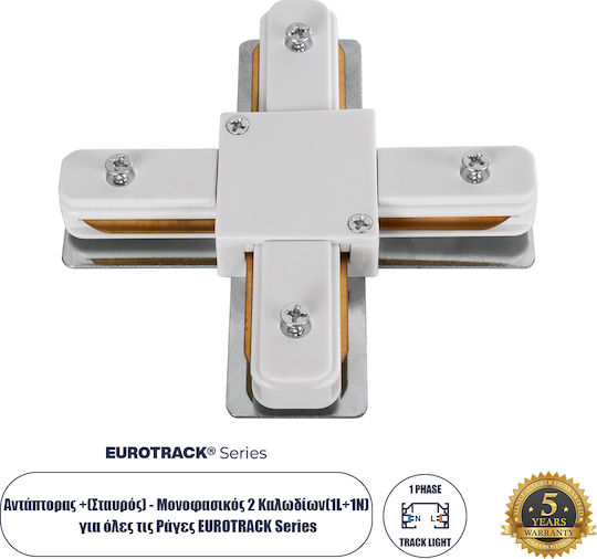 GloboStar Conector Șină pentru Corpuri de Iluminat Alb 50buc 60910