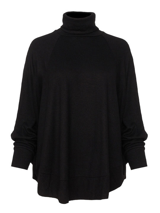 Moutaki Women's Long Sleeve Pullover Turtleneck Black