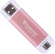 Transcend Esd310p 2.0TB USB 3.2 SSD Stick mit Verbindung USB-A & USB-C Rosa