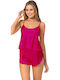 Kal-tsa Winter Satin,σατεν Babydoll Fuchsie