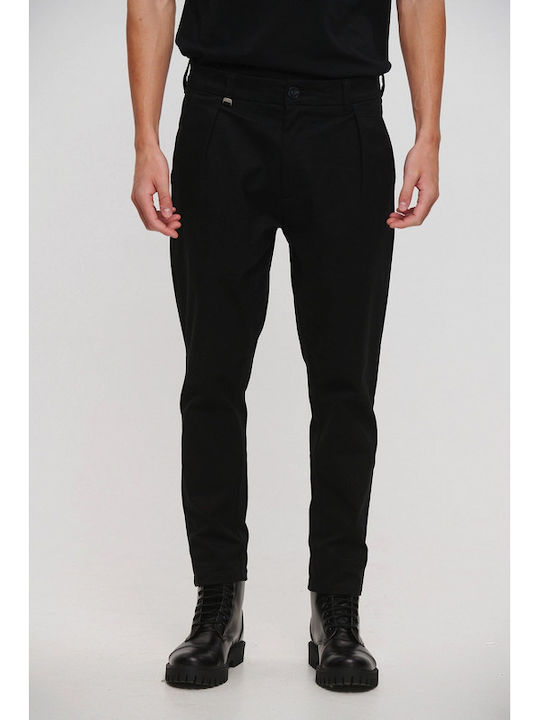 Royal Denim Men's Elastic Slim Fit Tapered Black Jeans Pants