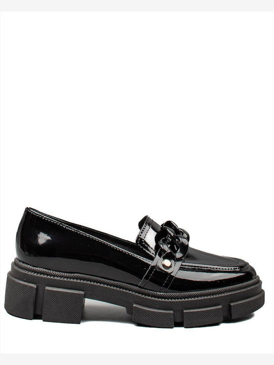 Δερμάτινα Γυναικεία Loafers σε Μαύρο Χρώμα