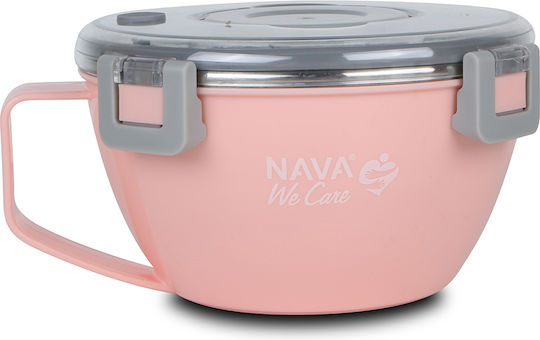 Nava Кутия за Храна Inox Термос Розова с Прегради 850ml
