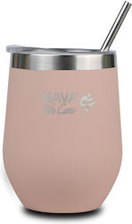 Nava Glass Thermos Stainless Steel 360ml Pink w...
