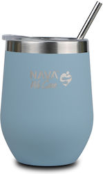Nava Glass Thermos Stainless Steel 360ml Blue w...