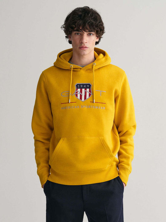 Gant Archive Shield Men's Sweatshirt with Hood & Pockets Yellow
