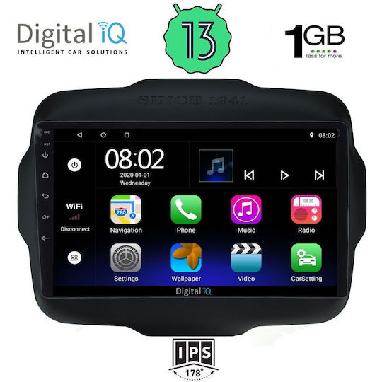 Digital IQ Auto-Audiosystem für Jeep Rebell 2014> (Bluetooth/USB/WiFi/GPS/Apple-Carplay/Android-Auto) mit Touchscreen 9"