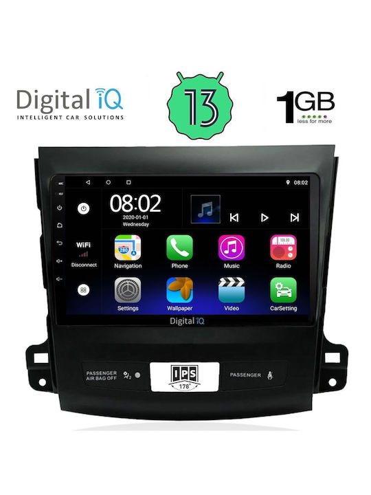 Digital IQ Sistem Audio Auto pentru Peugeot 4007 Mitsubishi Outlander Citroen C-Crosser 2006-2012 (Bluetooth/USB/WiFi/GPS/Apple-Carplay/Android-Auto) cu Ecran Tactil 9"