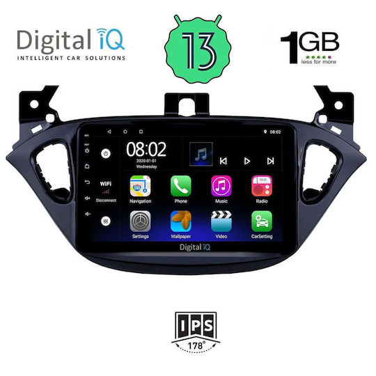 Digital IQ Ηχοσύστημα Αυτοκινήτου για Opel Adam 2014-2021 (Bluetooth/USB/WiFi/GPS/Apple-Carplay/Android-Auto) με Οθόνη Αφής 9"