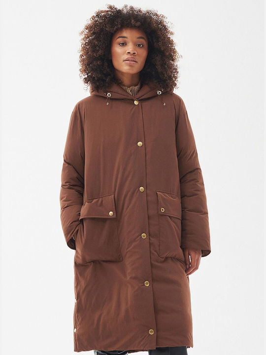 Barbour Kurz Damen Puffer Jacke für Winter Orange