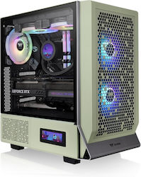 Thermaltake Ceres 300 TG Gaming Midi Tower Computer Case with Window Panel and RGB Lighting Green