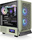 Thermaltake Ceres 300 TG Геймърско бюро Midi Tower Компютърна кутия със страничен прозорец и RGB осветление Зелен