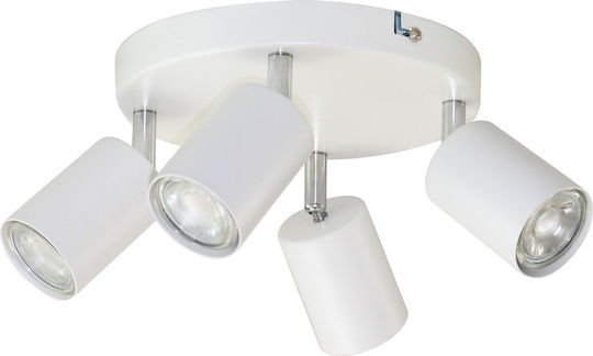 Adviti Spot with 4 Lights and with Socket GU10 in White Color Adviti Spot with 4 Lights and with Socket GU10 in White Color