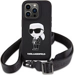 Karl Lagerfeld Silicone / Plastic Back Cover with Strap Black (iPhone 15 Pro Max)