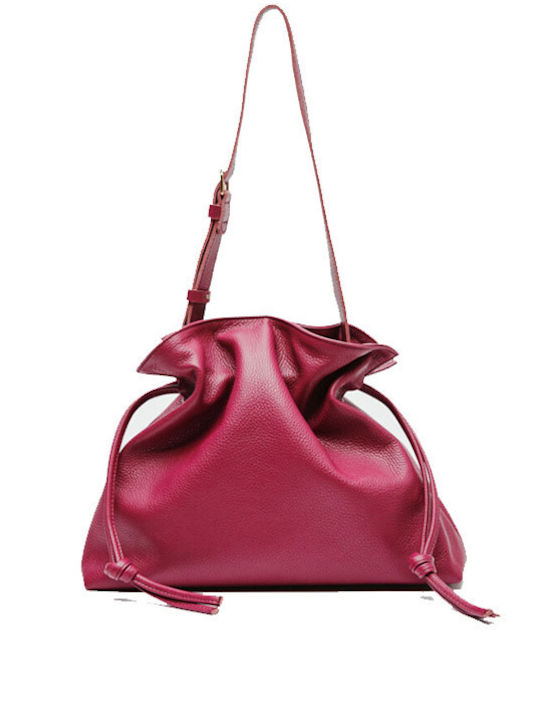 Leather Twist Women's Pouch Shoulder Burgundy