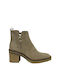 Alpe Leather Women's Ankle Boots with Medium Heel Beige