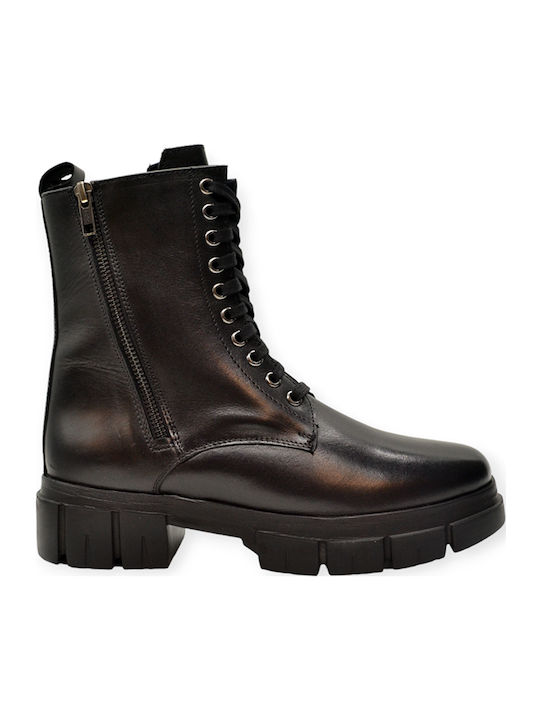 Leder Damen Stiefeletten Schwarz