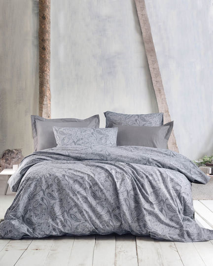 Rythmos Lovetta Σετ Κουβερλί Υπέρδιπλο Βαμβακερό ΓΚΡΙ - Grey 220x240cm 3τμχ