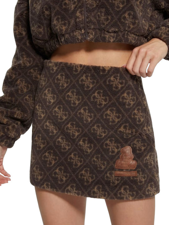 Guess Pencil High Waist Mini Skirt in Brown color