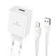 Leewello с USB-A порт и кабел Lightning 20W Бял (Lw-152)
