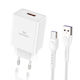 Leewello Încărcător cu Port USB-A și Cablu USB-C 20W Albς (Lw-152)