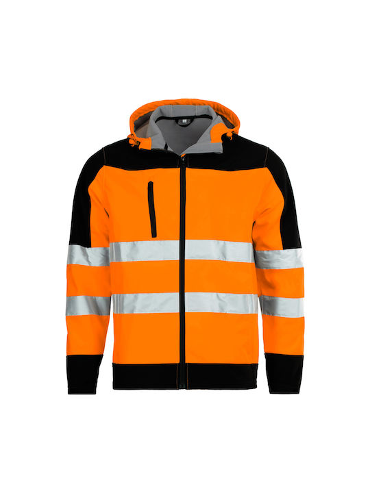Stenso Nobel Work Fleece Jacket Reflective Softshell with Hood Orange