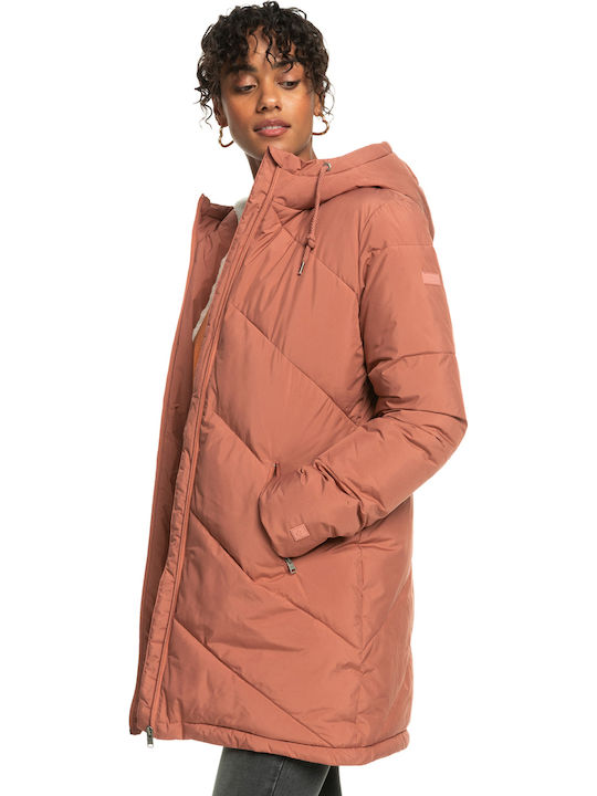 Better Weather Μακρύ Γυναικείο Puffer Μπουφάν για Χειμώνα Πορτοκαλί