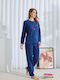 Siyah Inci De iarnă Set Pijamale pentru Femei Fleece Albastru