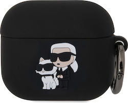 Karl Lagerfeld 3D Logo NFT Karl's Head Case Silicone in Black color for Apple AirPods 3