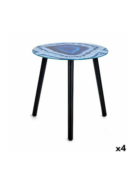 Round Metal Side Table Blue L52xW52xH40cm