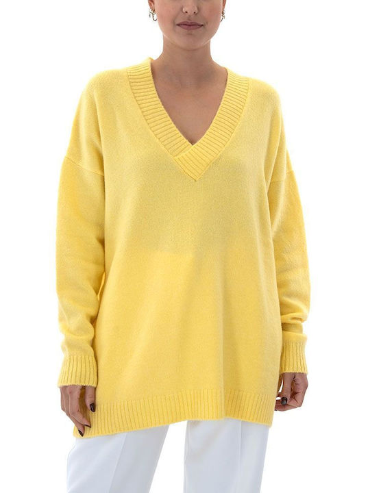 Tailor Made Knitwear Women's Long Sleeve Sweater with V Neckline White