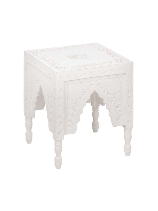 Square Solid Wood Side Table White L36xW36xH42cm