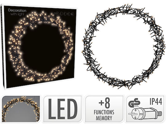 Weihnachtsdekoration Kunststoff Kranz Beleuchtet Strom mit Durchmesser 48cm.