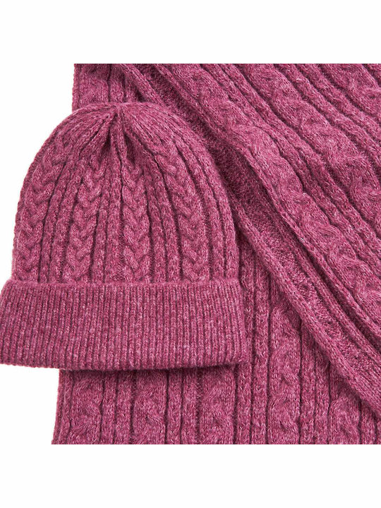 Knitted Beanie Cap Fuchsia
