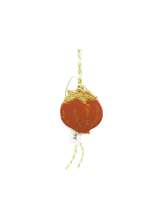 LiebeQueen Hängend Glücksbringer Granatapfel Orange Keramik 9x12cm 1Stück