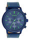 Oozoo Timepieces Ανδρικό Ρολόι 50mm Μπαταρίας με Μπλε Δερμάτινο Λουράκι