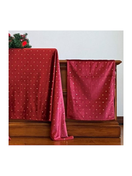 Liolios Home Fq45847 Weihnachts- Tischtuch Läufer Stoff Rot B150xL45cm. 1Stück