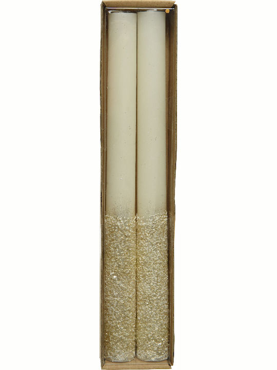 Kaemingk Crăciun Metalic Lumânare Bej 25x2.5cm. 2buc