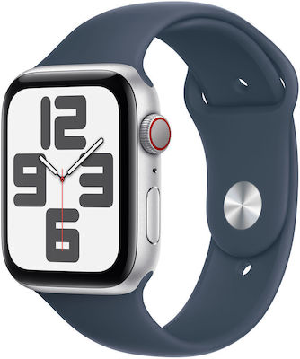 Apple Watch SE 2023 Cellular Aluminium 44mm Αδιάβροχο με Παλμογράφο (Silver with Storm Blue Sport Band)