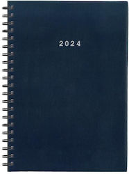 Next Daily Spiral Agenda 2024 Blue 14x21cm