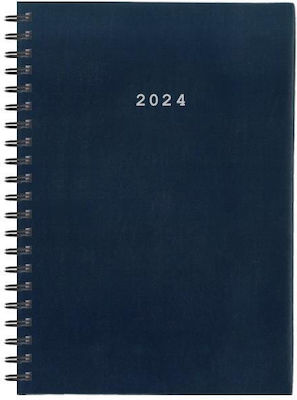 Next Daily Spiral Agenda 2024 Blue 14x21cm