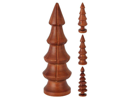 Christmas Decorative Wood Tree 8cm Adorned Brown Tree