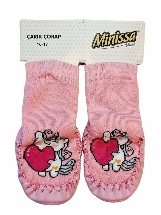Minissa Kinder Haussocken Rosa