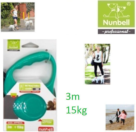 Nunbell Pet Klappbar Hundeleine/Führleine Riemen in Grün Farbe 3m bis zu 15kg