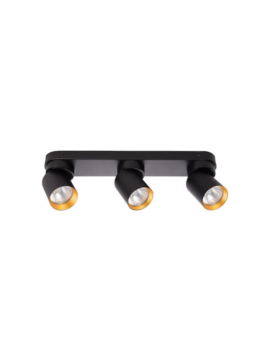 Eko Light Andy Dreifach Spot mit Fassung GU10 in Schwarz Farbe