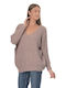 G Secret Women's Long Sleeve Sweater with V Neckline Beige