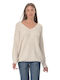 G Secret Women's Long Sleeve Sweater with V Neckline Beige