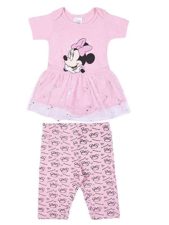 Kinderbekleidungsset mit Sommer Leggings 2 Stück Rosa Minnie