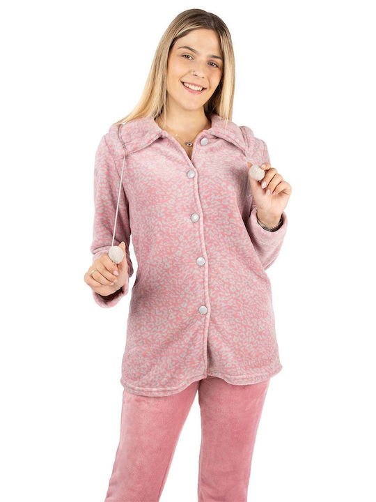 Lydia Creations Winter Women's Fleece Robe Pink